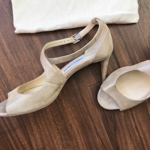 Jimmy Choo Emily Shimmer Suede 65mm Sandal 38.5 - Picture 3 of 7